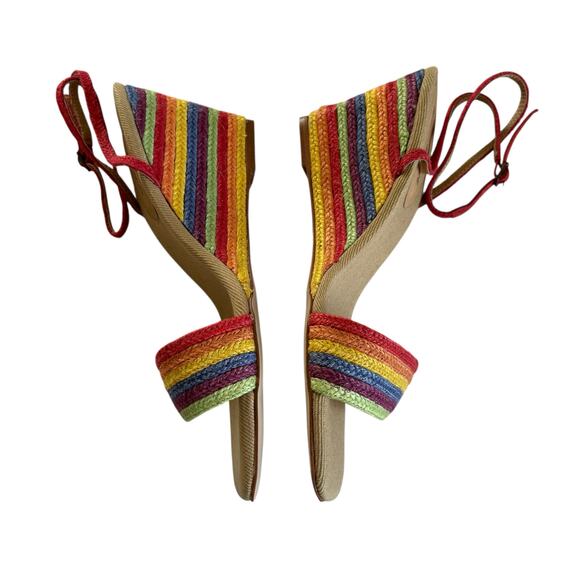 Jeffrey Campbell On-Board Rainbow Strappy Espadrille Wedge Sandals Size 9.5 - Picture 3 of 9